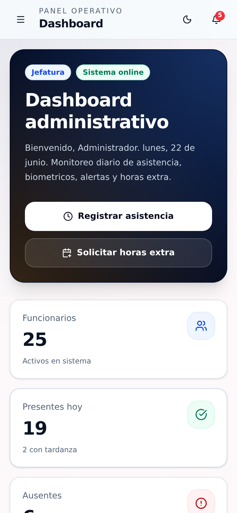 App dashboard